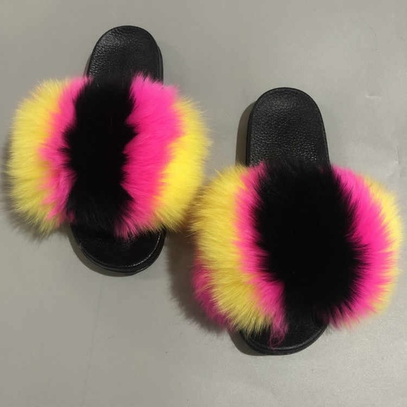 Shoes | Chicago Fox Fur Slides | Poshmark